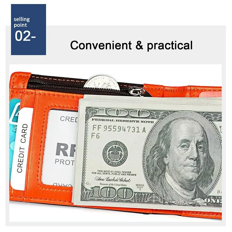 Anti-magnetic Leather Wallet with Zipper for Men - Rfid Protection