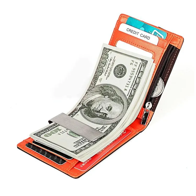Anti-magnetic Leather Wallet with Zipper for Men - Rfid Protection