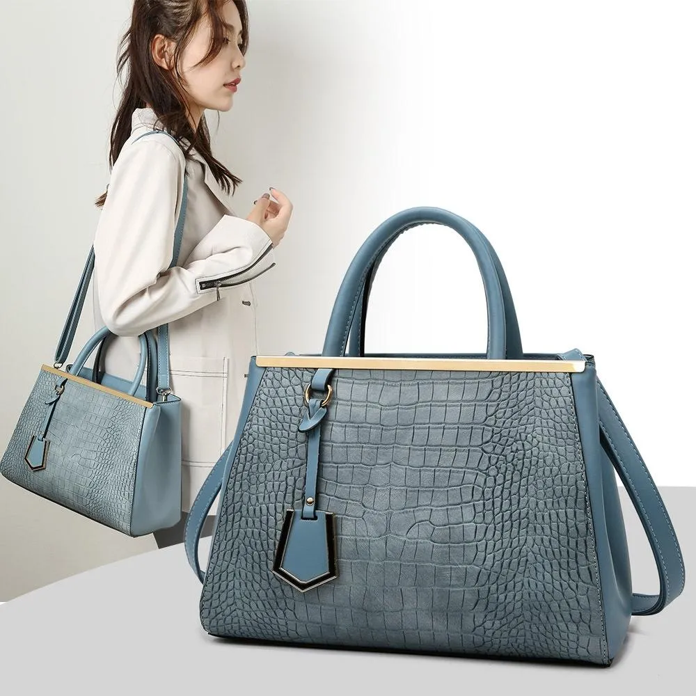 Black Stone Pattern Patchwork Handbag - Shoulder / Crossbody