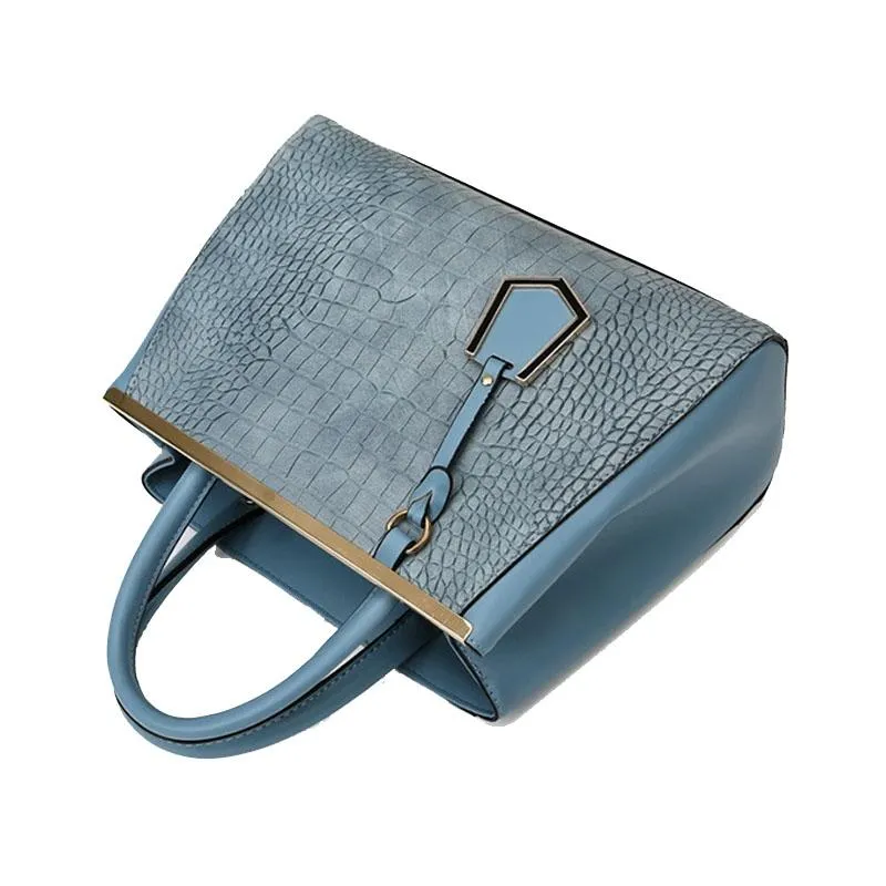 Black Stone Pattern Patchwork Handbag - Shoulder / Crossbody