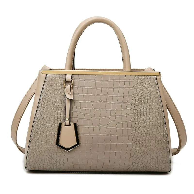 Black Stone Pattern Patchwork Handbag - Shoulder / Crossbody