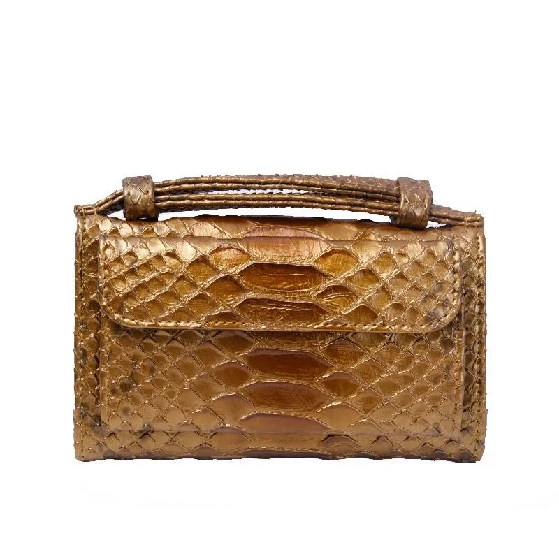 Chain Crossbody Bag with Snake Texture Print