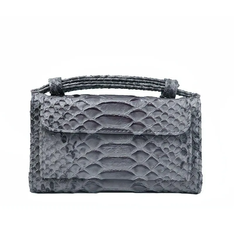 Chain Crossbody Bag with Snake Texture Print