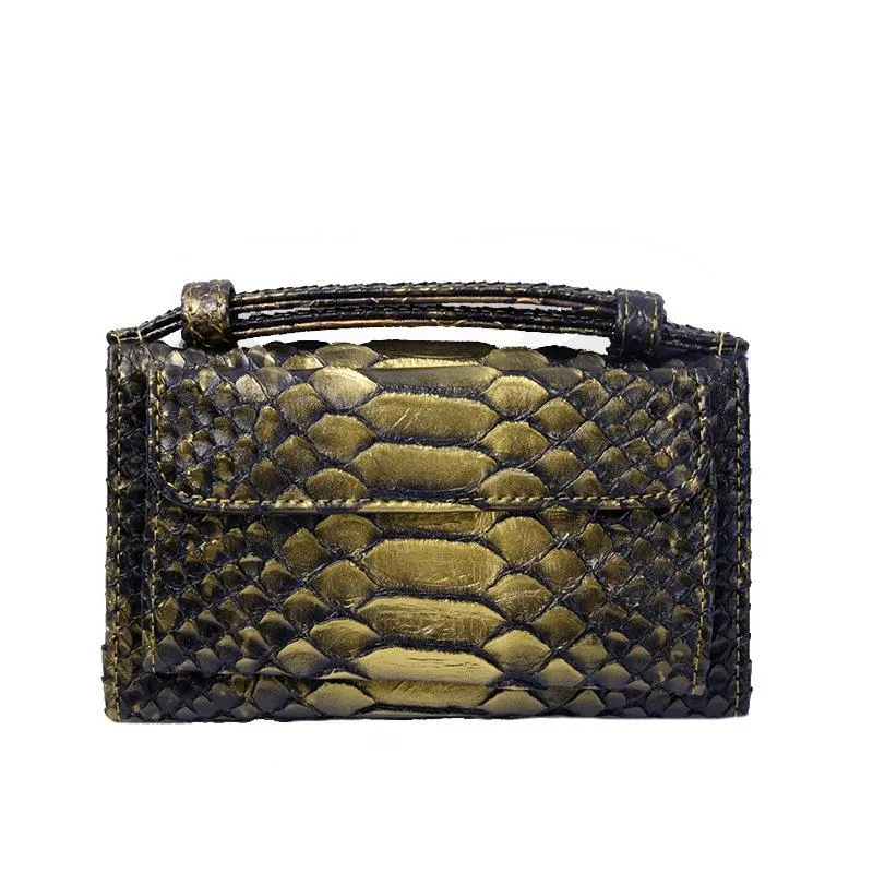 Chain Crossbody Bag with Snake Texture Print