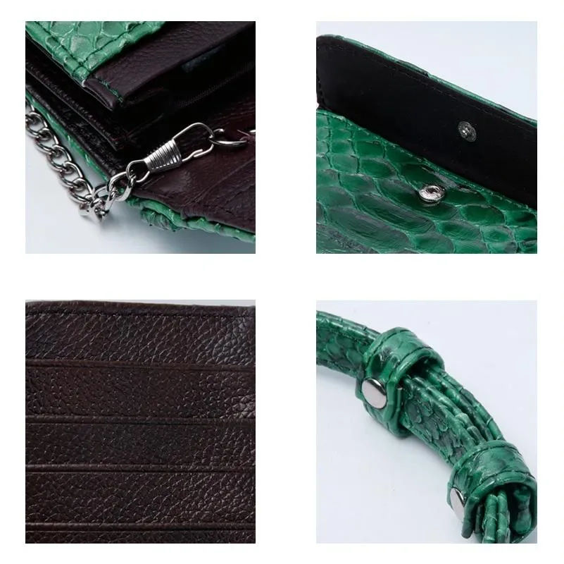Chain Crossbody Bag with Snake Texture Print
