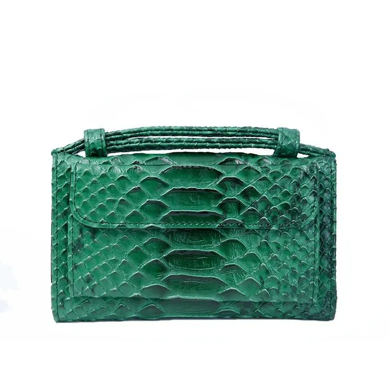Chain Crossbody Bag with Snake Texture Print