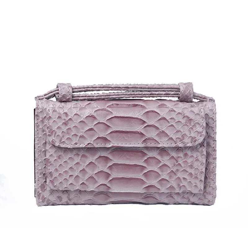 Chain Crossbody Bag with Snake Texture Print