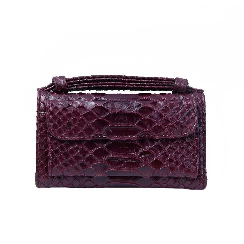 Chain Crossbody Bag with Snake Texture Print