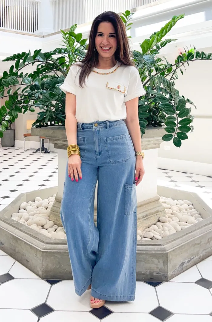 Colorful Chain Embellished Tee