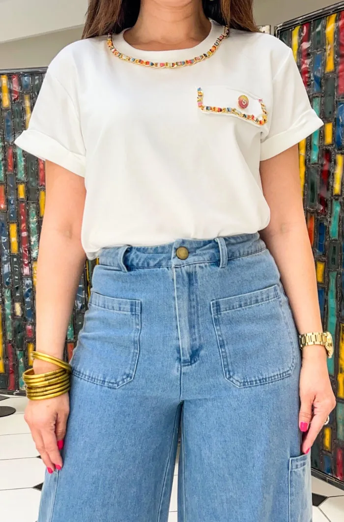 Colorful Chain Embellished Tee