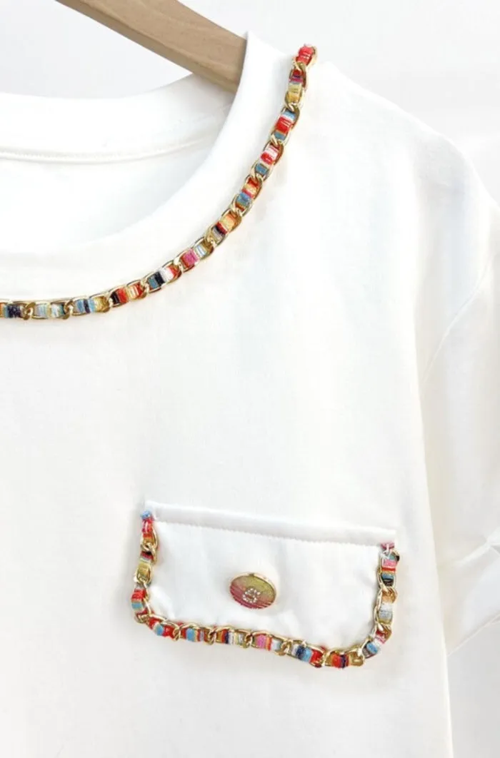 Colorful Chain Embellished Tee