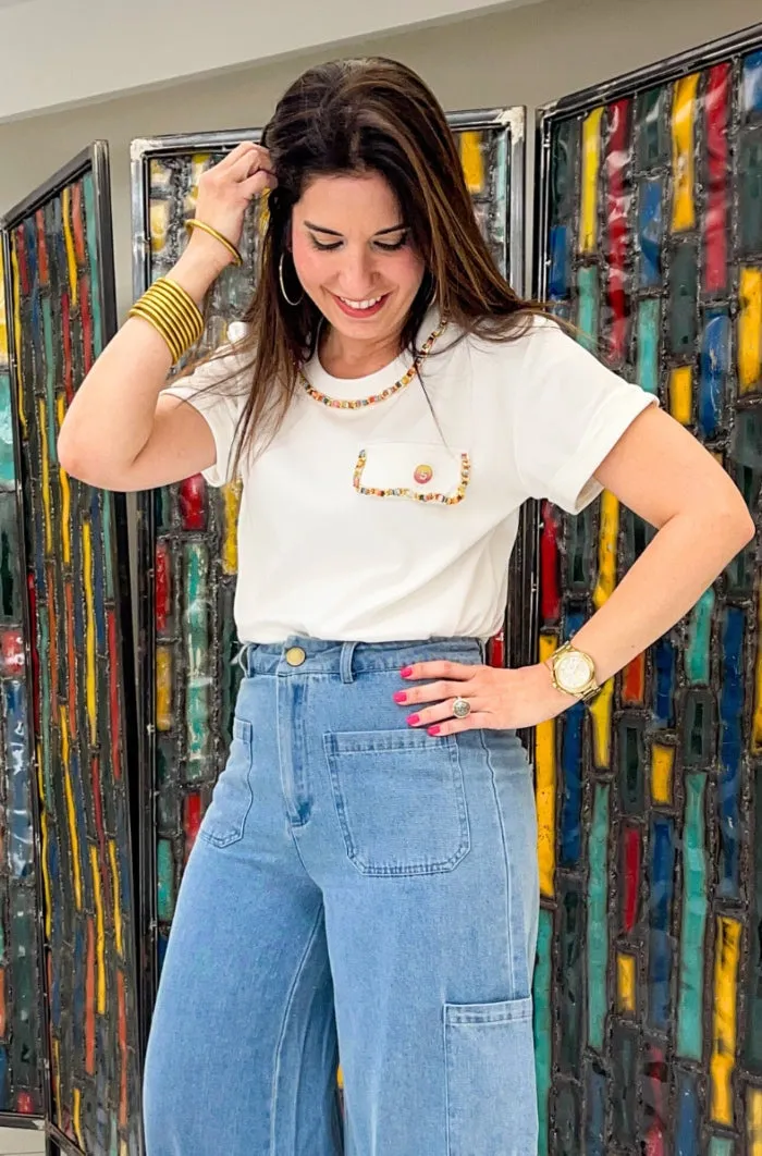 Colorful Chain Embellished Tee