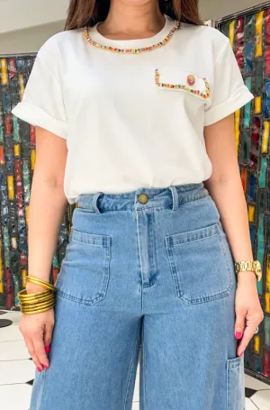 Colorful Chain Embellished Tee