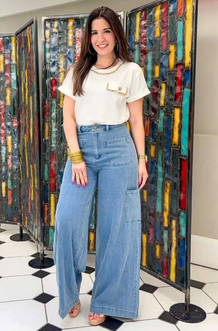 Colorful Chain Embellished Tee