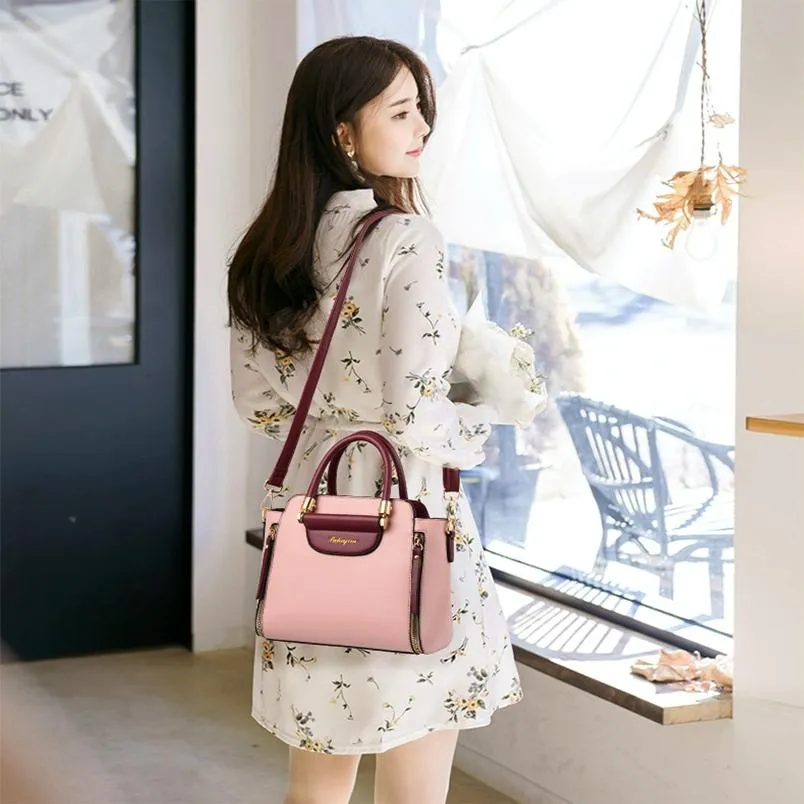 Contrast Material Ladies Handbag
