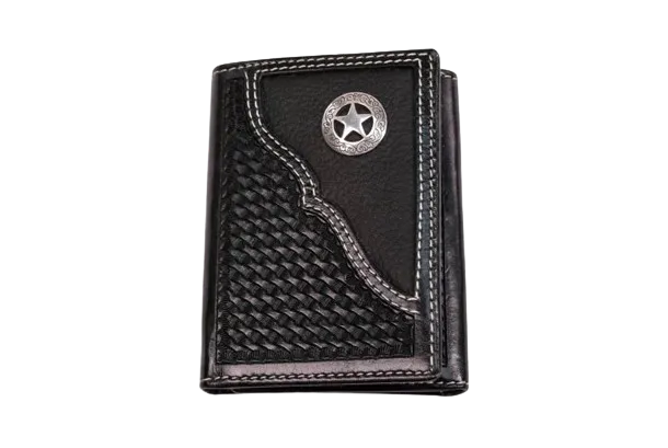 Cowboy Chrome Men's Trifold Black Wallet