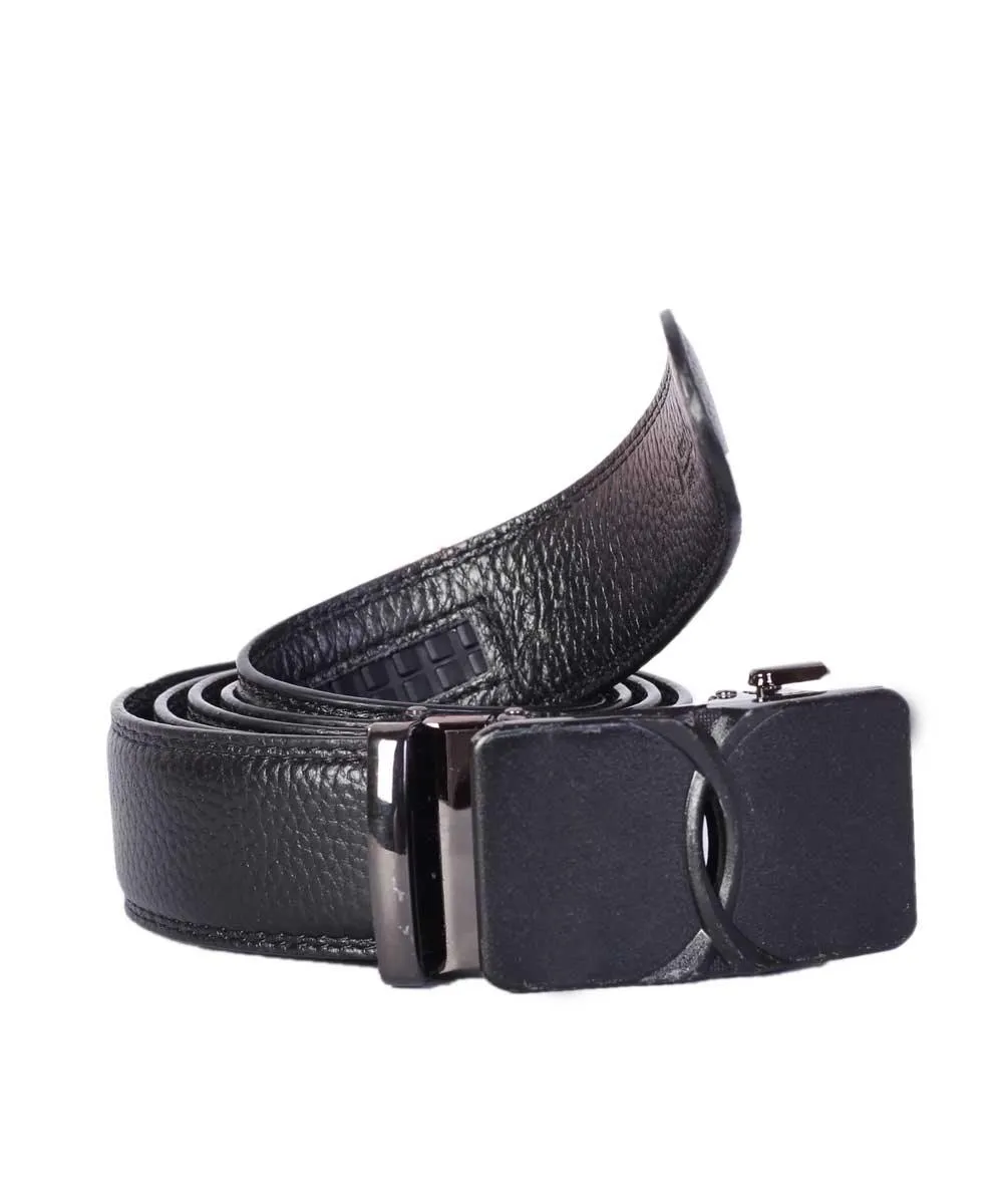 Designer Automatic Leather Cowboy Black Head Belt