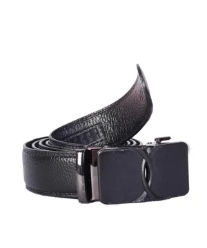 Designer Automatic Leather Cowboy Black Head Belt