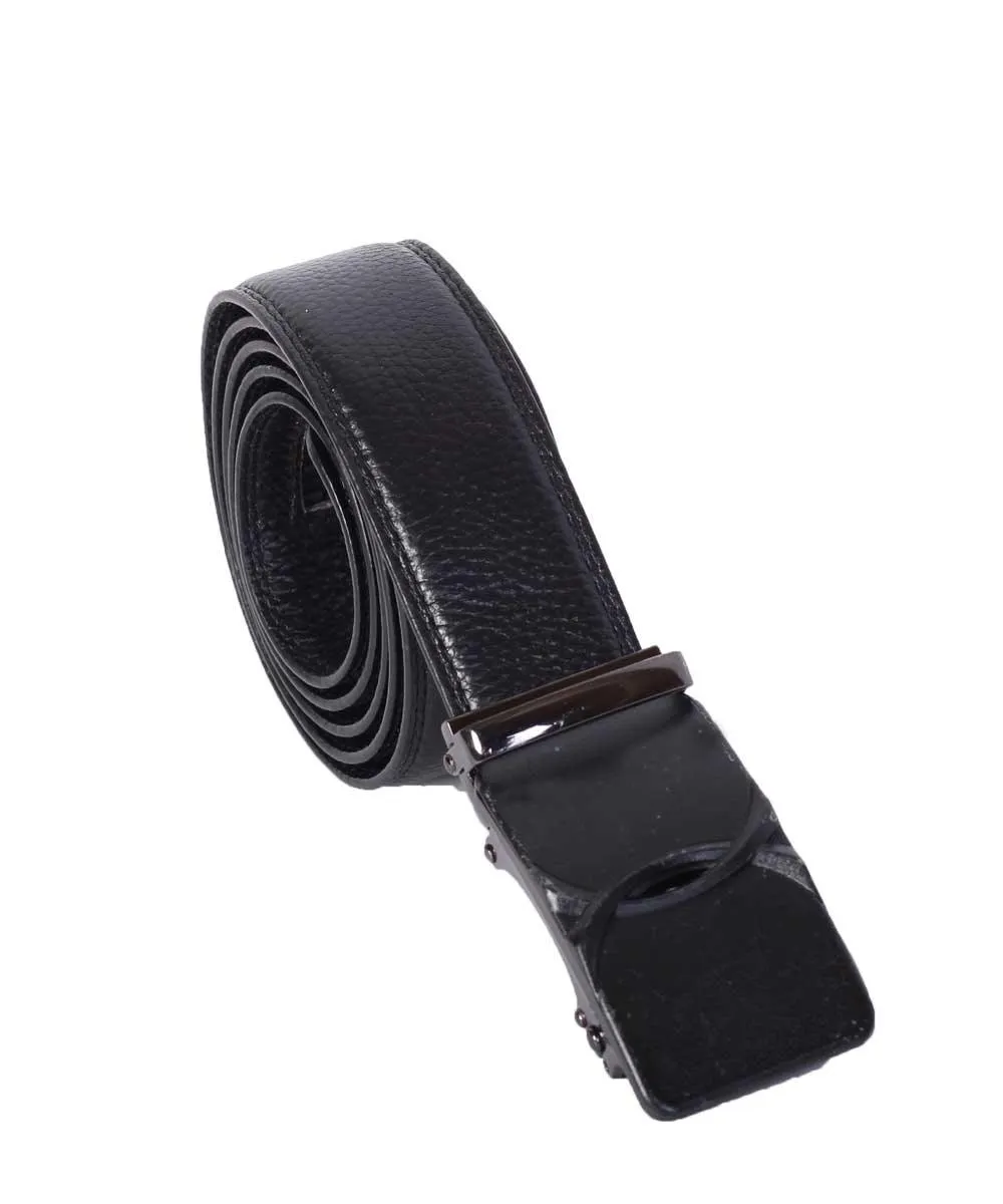 Designer Automatic Leather Cowboy Black Head Belt