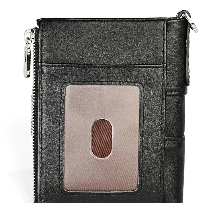 Double Zip Rfid Chain Wallet with Card Slots