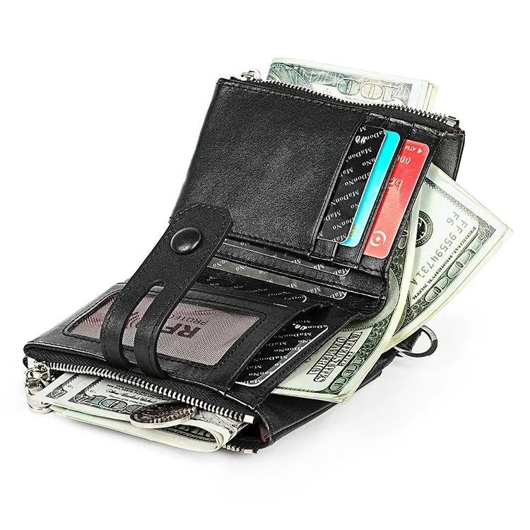Double Zip Rfid Chain Wallet with Card Slots