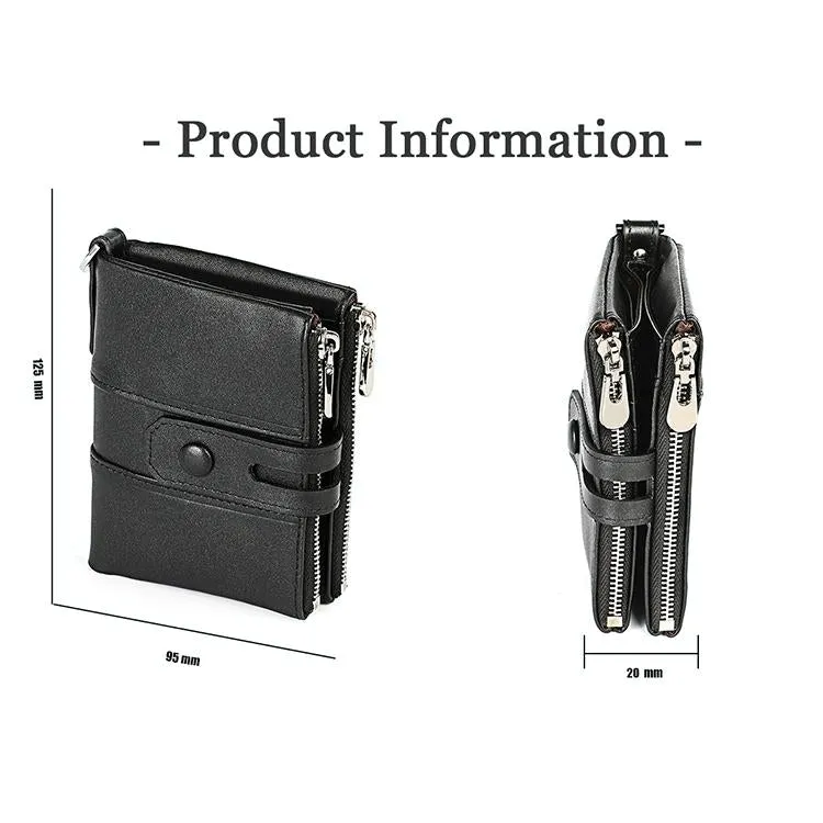Double Zip Rfid Chain Wallet with Card Slots