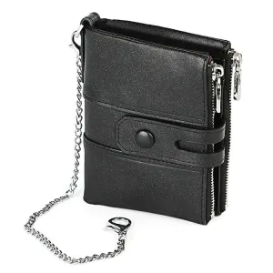 Double Zip Rfid Chain Wallet with Card Slots