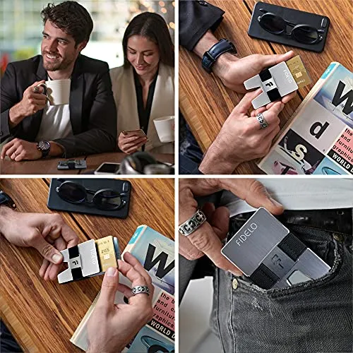 Fidelo Minimalist Wallet for Men Titan Galaxy Grey 4 Modern Cash Bands