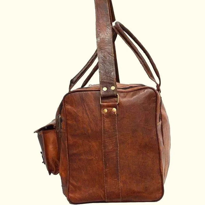 Handmade Vintage Leather Duffel Bag - Large