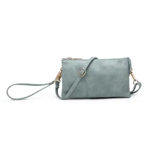 Jen & Co. Teal Riley Monogramable  3 Compartment Crossbody Or Wristlet