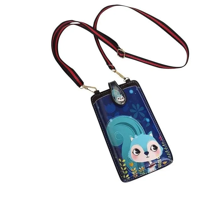 Ladies Cell Phone Case Mini Cross Body Shoulder Bag Girl Coin Cute Cartoon Print Wallet Women's Wallets Purse |Shoulder Bags|