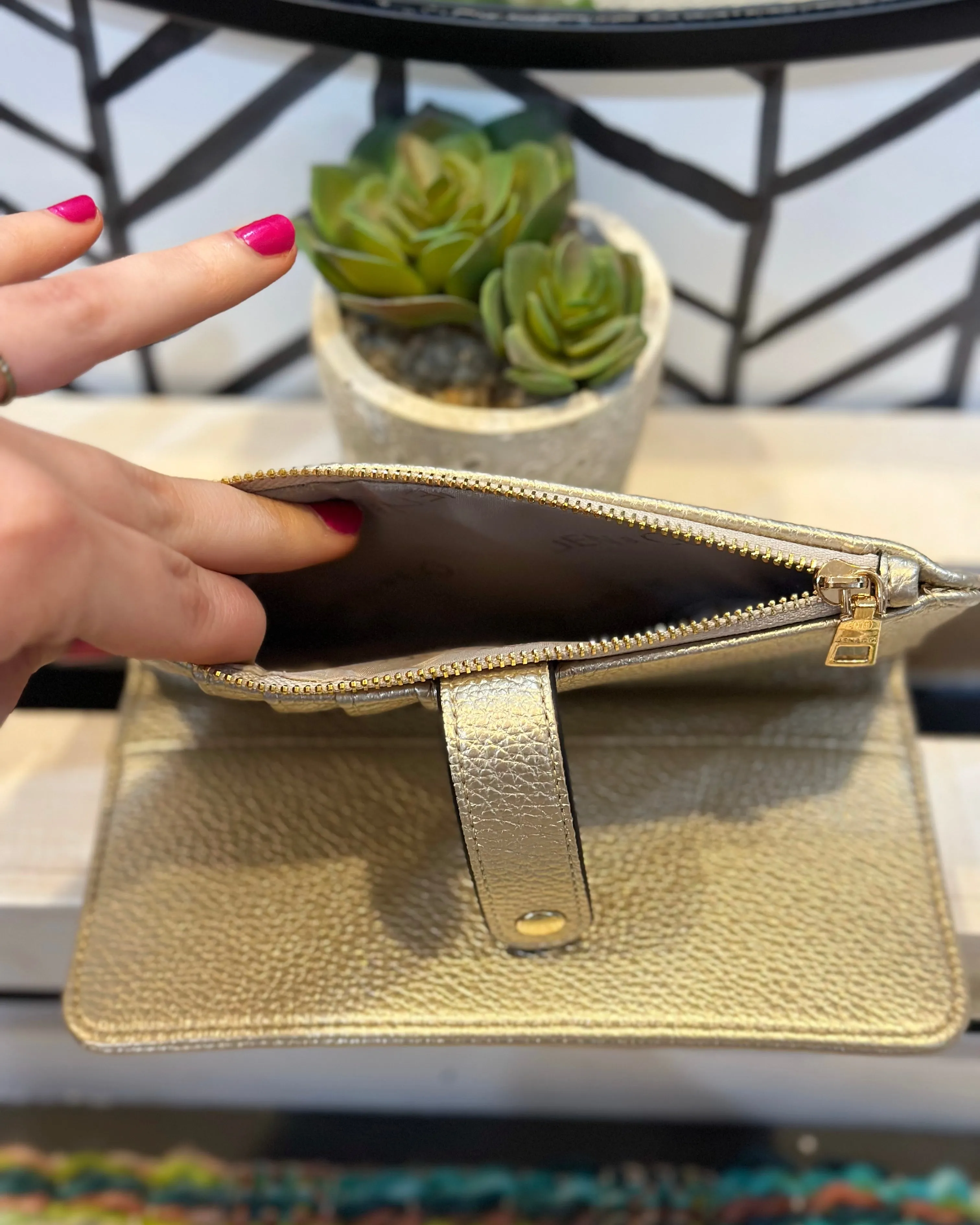 Macy Wallet in Light Gold