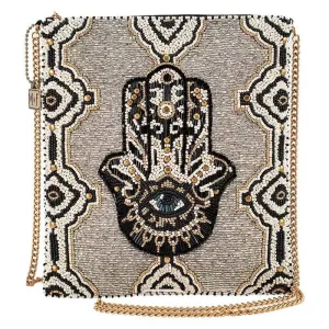 Mary Frances Hamsa Beaded Crossbody Zip Top Handbag 377 Luck Happiness