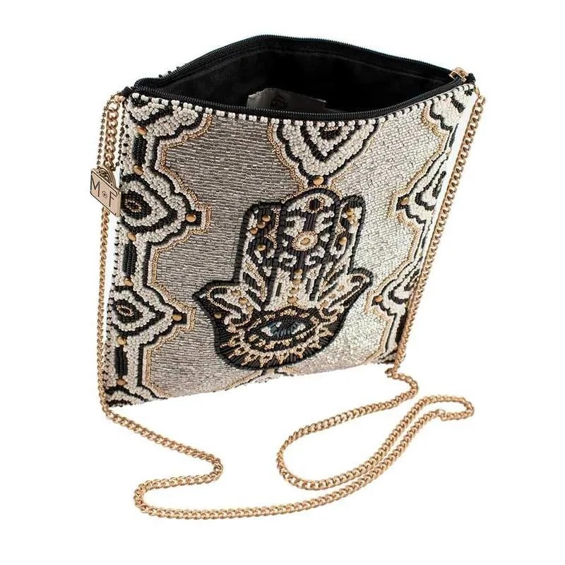 Mary Frances Hamsa Beaded Crossbody Zip Top Handbag 377 Luck Happiness