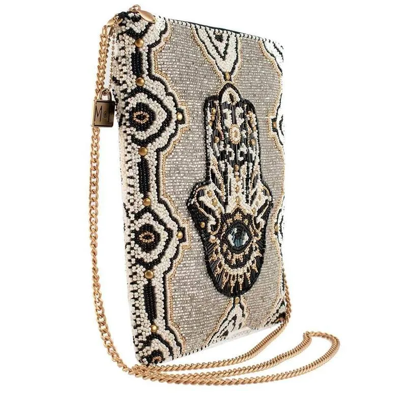 Mary Frances Hamsa Beaded Crossbody Zip Top Handbag 377 Luck Happiness