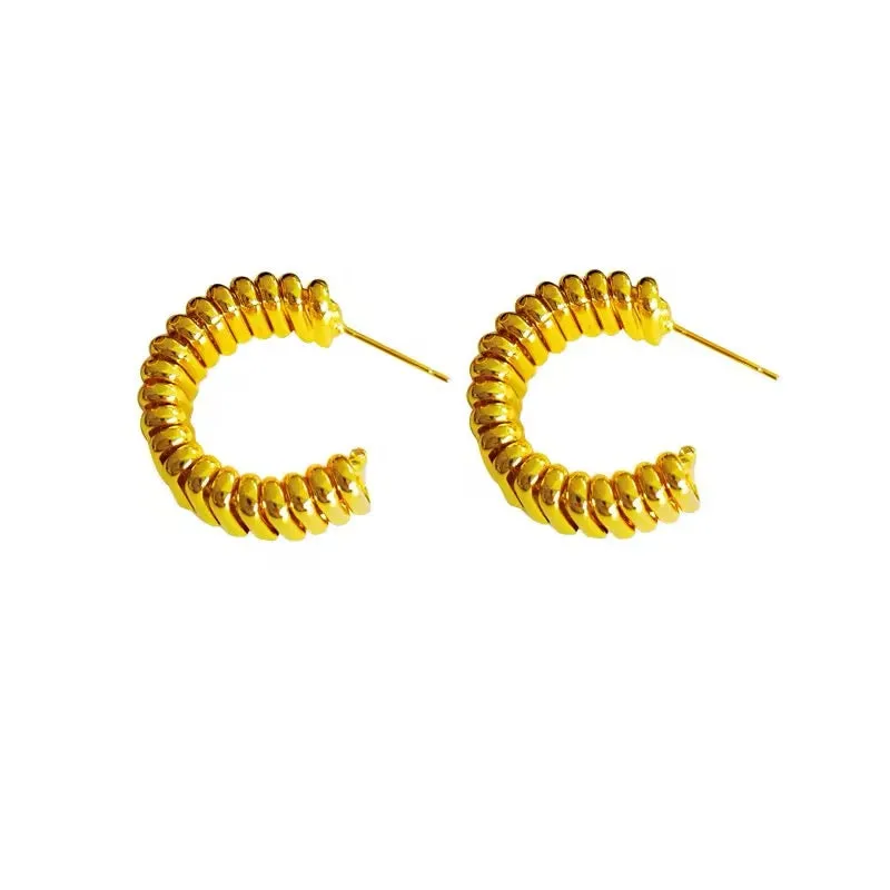 Minimalist Vintage C-Shaped Hoop Earrings
