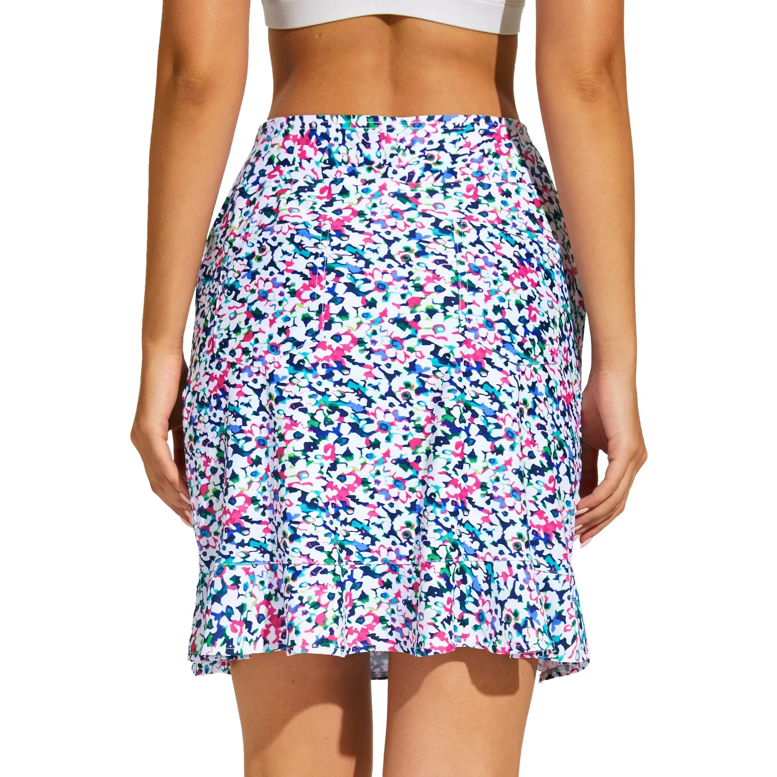 MOTEEPI Womens 20" Skort Knee Length Ruffle Golf Skirts for Women with Pockets Shorts Dressy Casual Summer