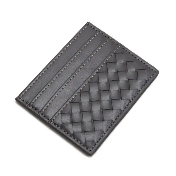 Pocket Perfect Woven Leather Card Holder