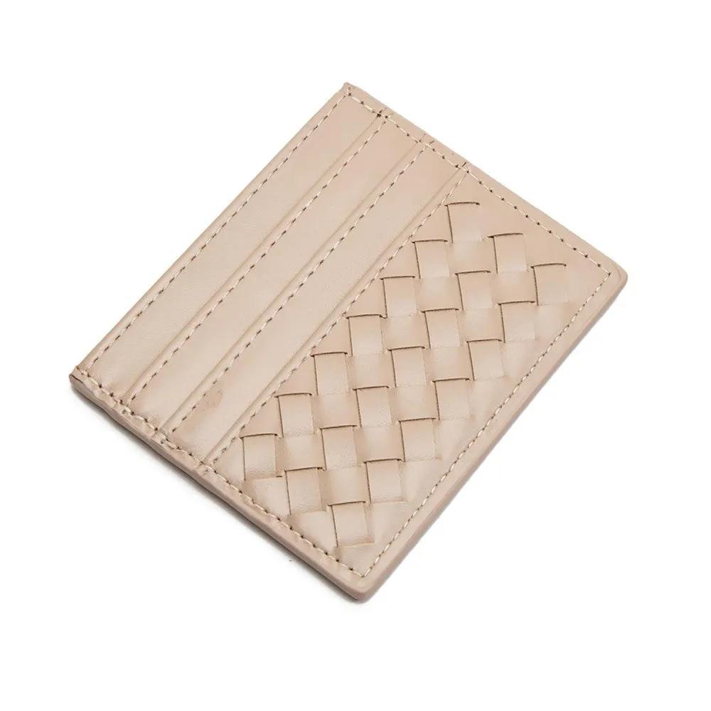 Pocket Perfect Woven Leather Card Holder