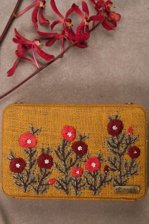 Red Buttercups Mustard
 Box Clutch