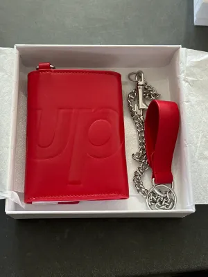 Supreme Leather Chain Wallet - Red