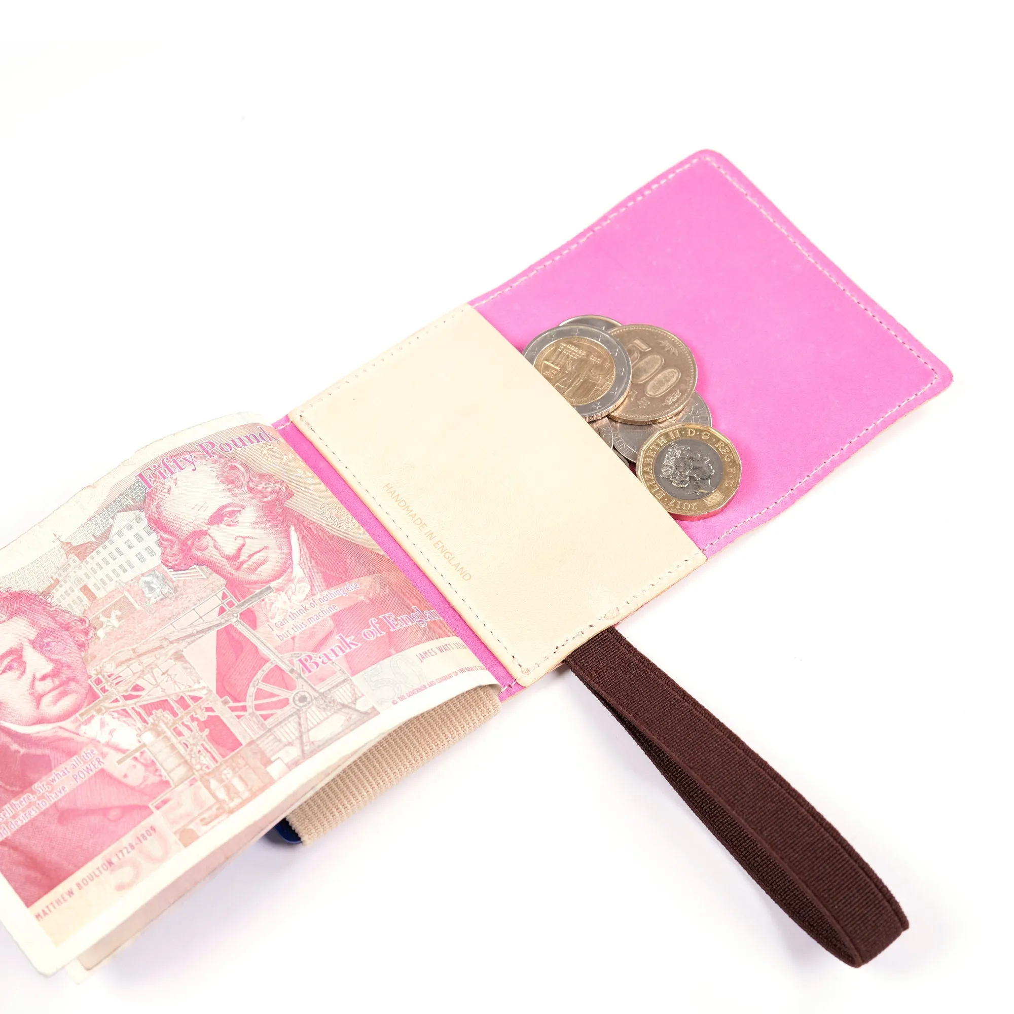 TROVE Cash Wrap: Beige/Pink Leather and Brown