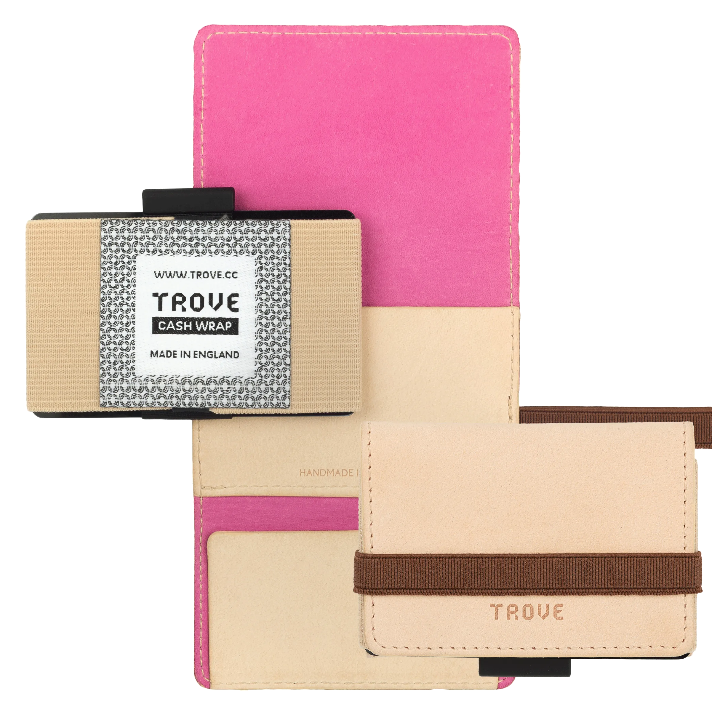 TROVE Cash Wrap: Beige/Pink Leather and Brown