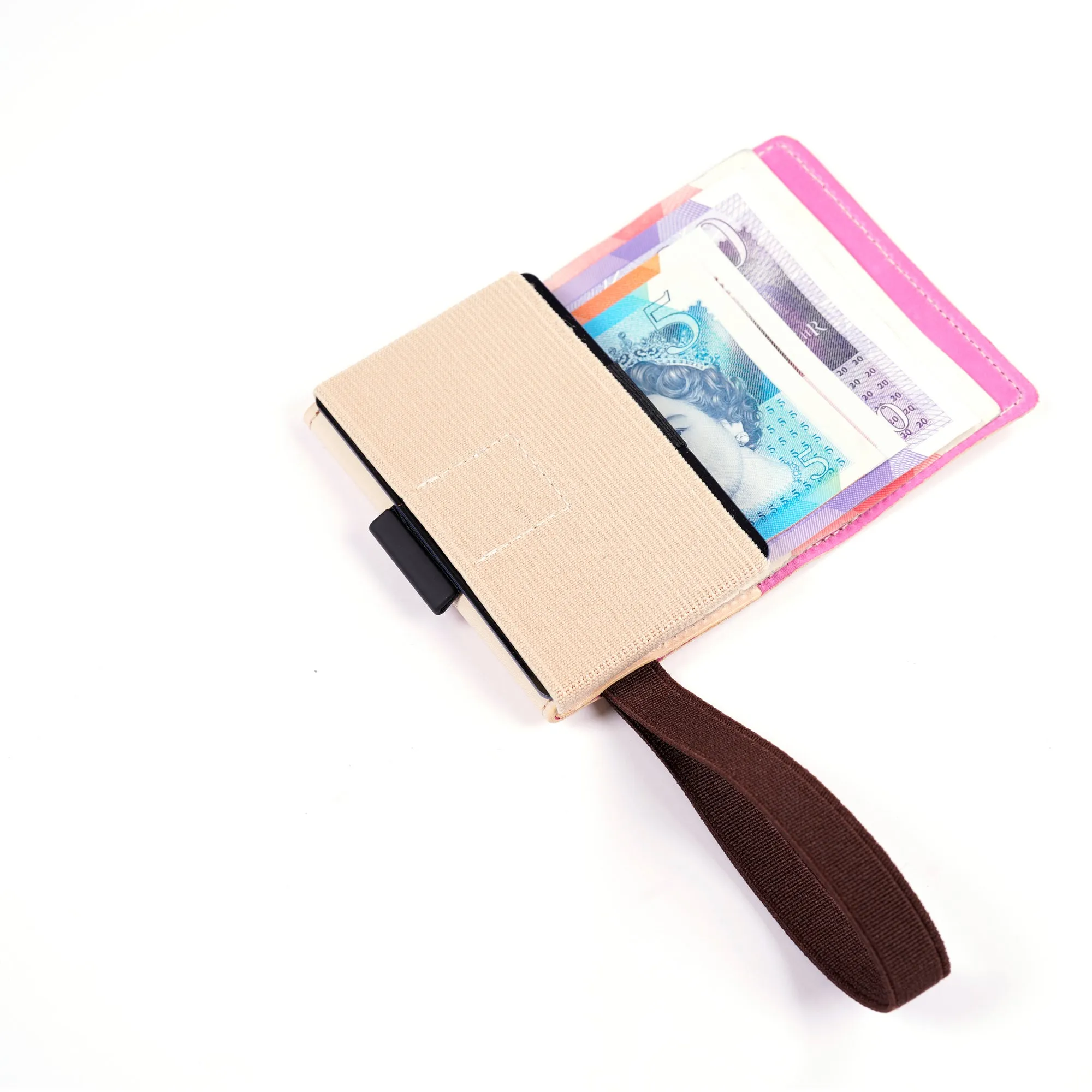 TROVE Cash Wrap: Beige/Pink Leather and Brown