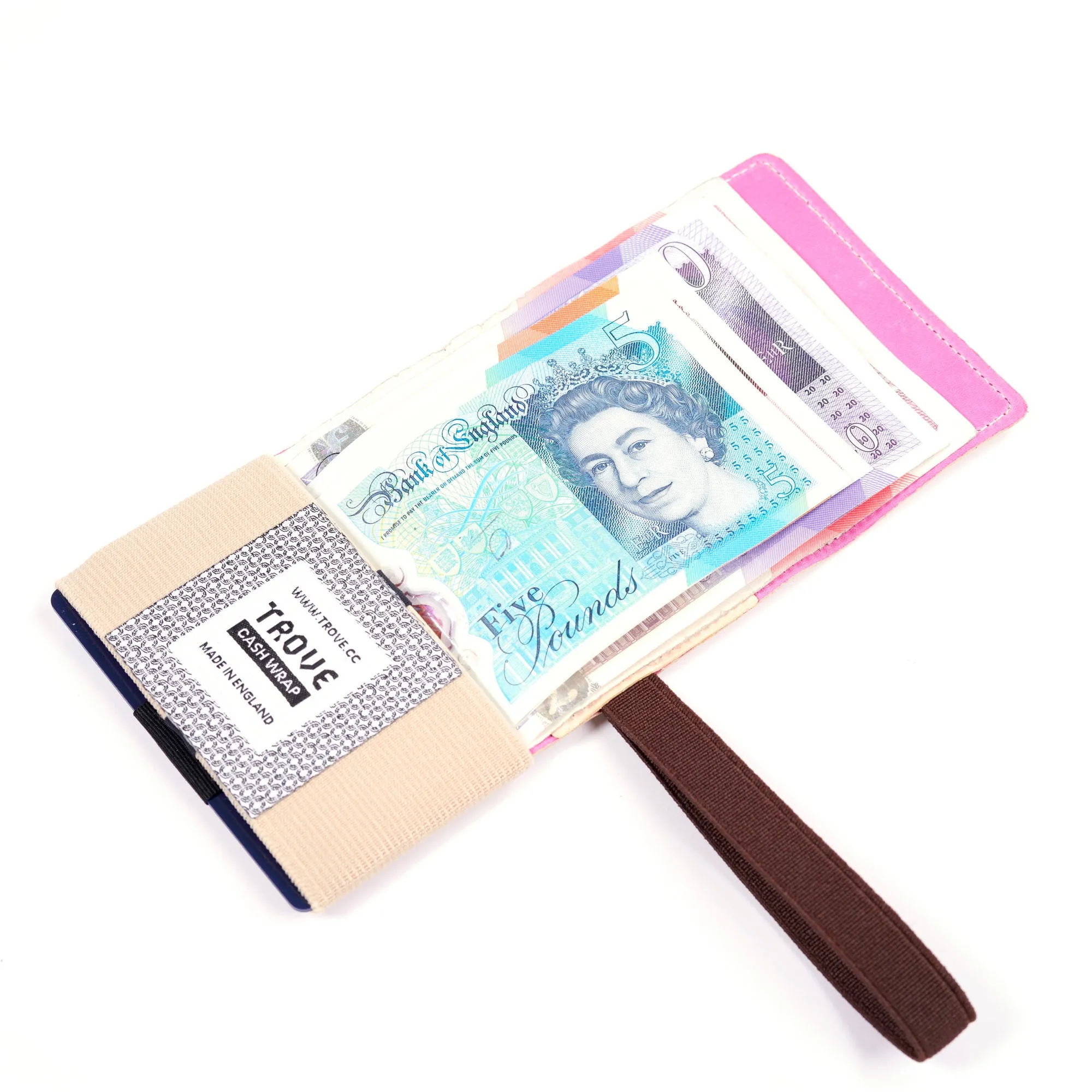 TROVE Cash Wrap: Beige/Pink Leather and Brown